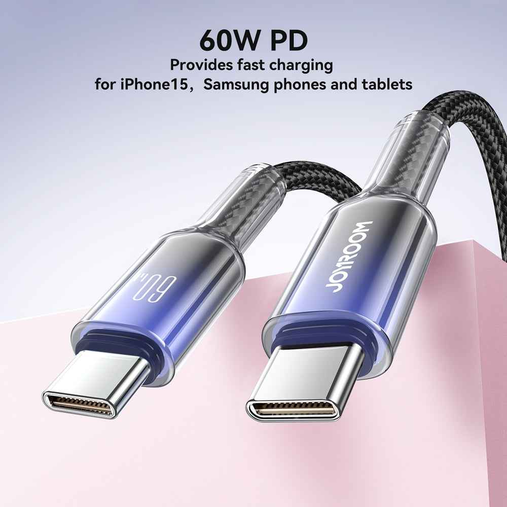 Uniqbuy For JOYROOM S-A42 Crystal Clear Series Fast Charging Data Cable, Type-C to Type-C Cable, Length: 1.2m(Black)