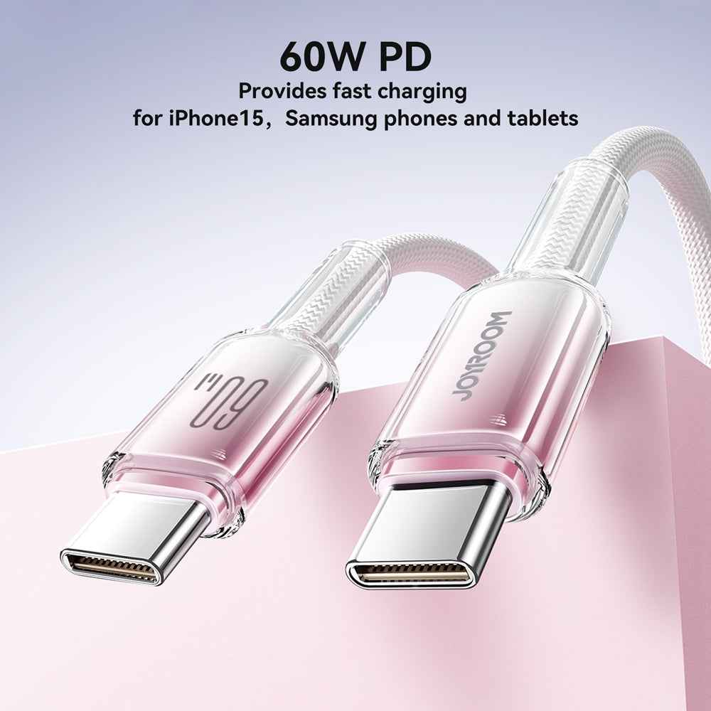 Uniqbuy For JOYROOM S-A42 Crystal Clear Series Fast Charging Data Cable, Type-C to Type-C Cable, Length: 1.2m(White)