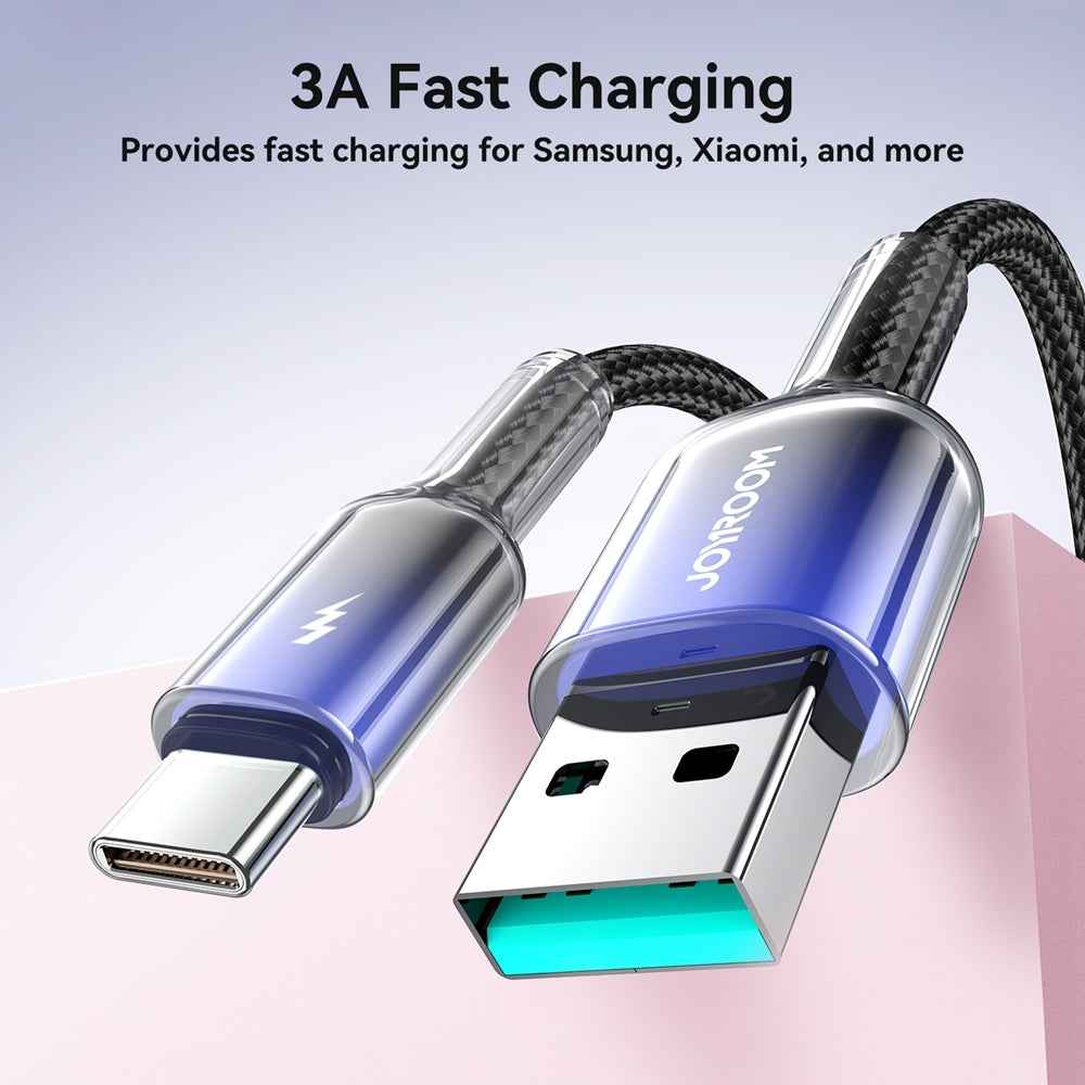 Uniqbuy For JOYROOM S-A42 Crystal Clear Series Fast Charging Data Cable, USB to Type-C Cable, Length: 1.2m(Black)