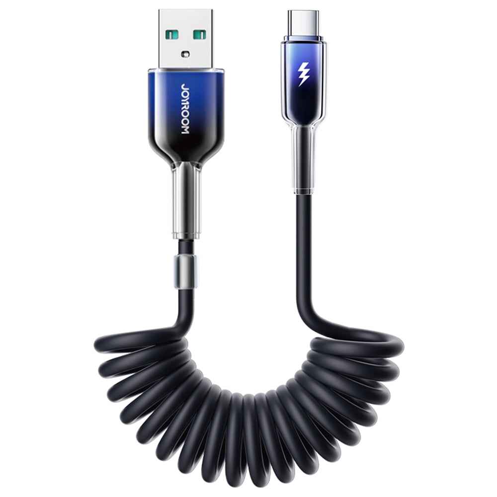 Uniqbuy For JOYROOM S-A43 3A USB to USB-C / Type-C Coiled Fast Charging Data Cable, Length:1.5m(Black)