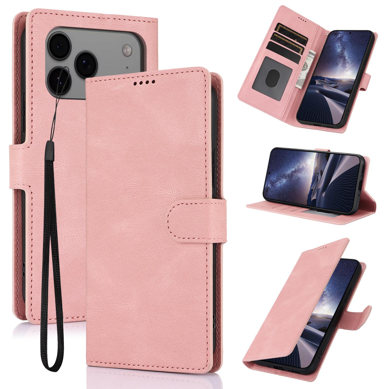 Compatible with iPhone 18 Pro & 17 Pro Fantasy Skin-feel Calfskin Texture Leather Phone Case - Pink