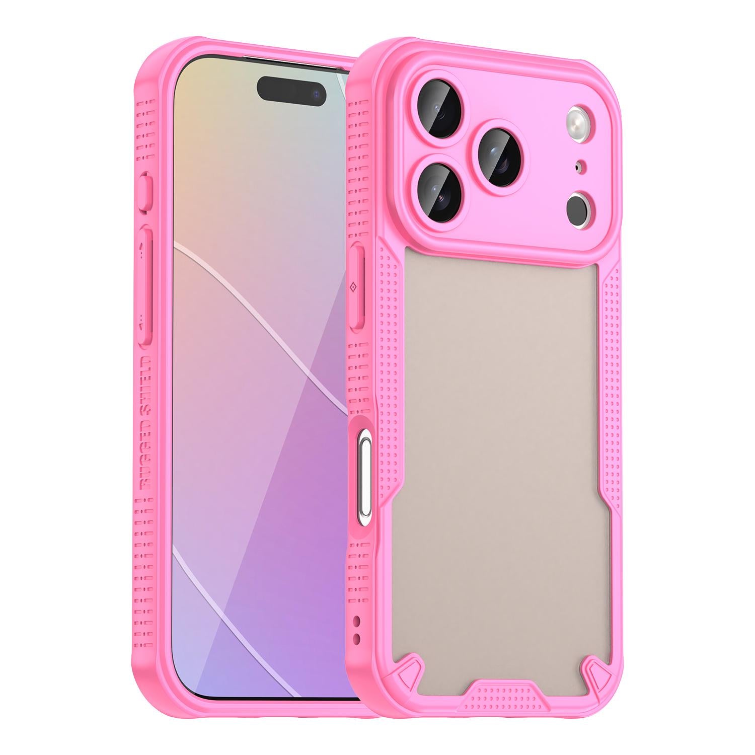 Compatible with iPhone 18 Pro Armor Glaze PC Dual-Layer TPU Phone Case - Pink