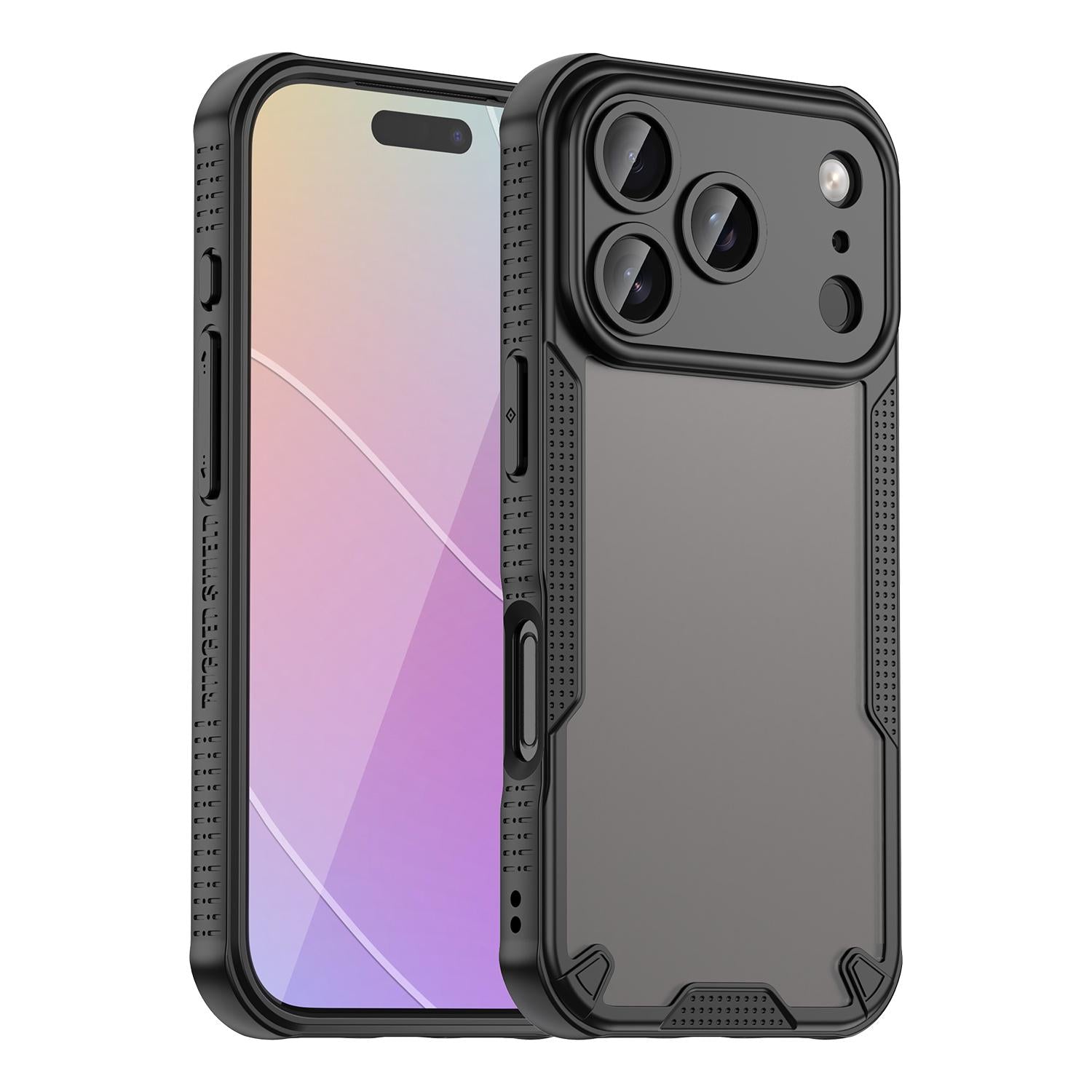 Compatible with iPhone 18 Pro Armor Glaze PC Dual-Layer TPU Phone Case - Black