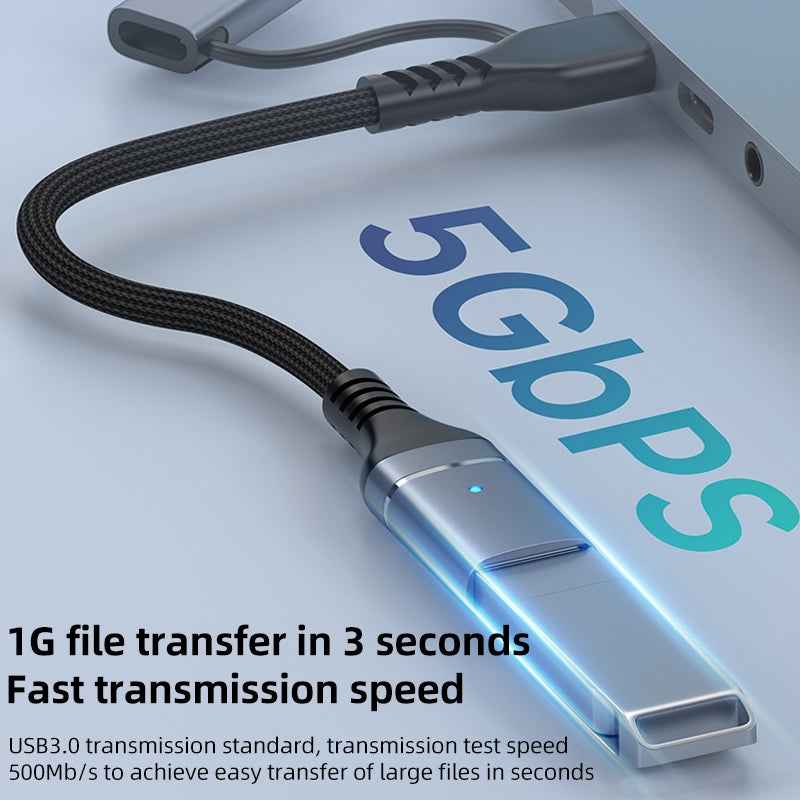 Uniqbuy For ADS-619 2 in 1 Type-C and 8 Pin to USB 3.0 OTG Adapter(Black)