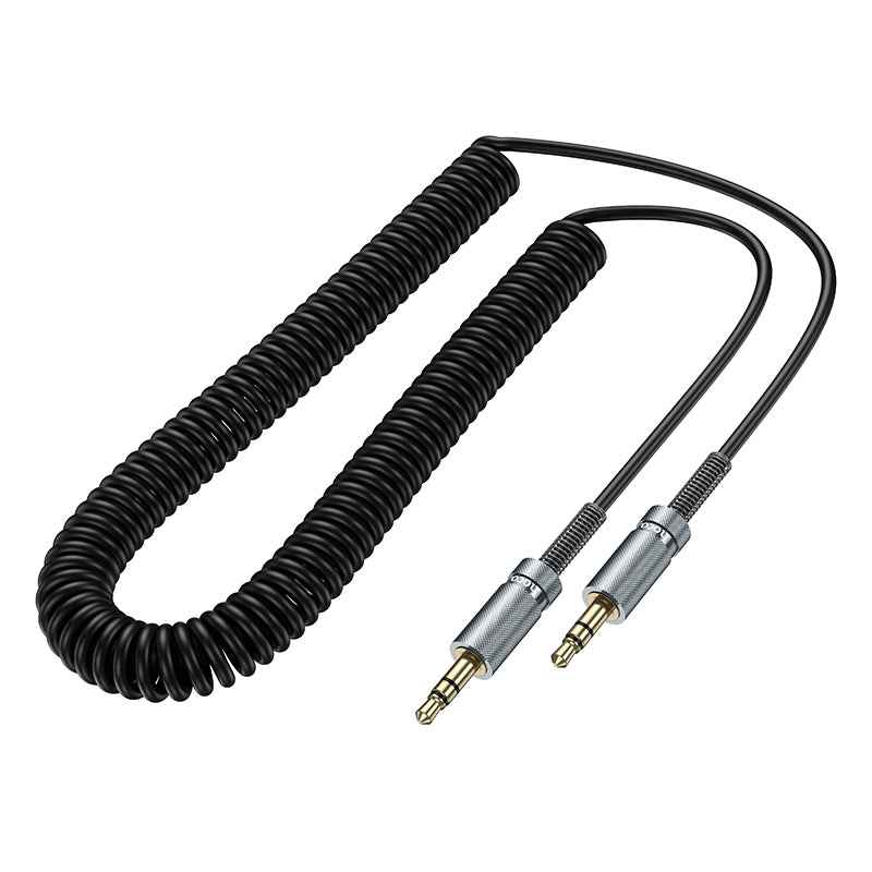 Uniqbuy For hoco UPA31 AUX 3.5mm Spring Audio Cable, Length: 3m(Black)