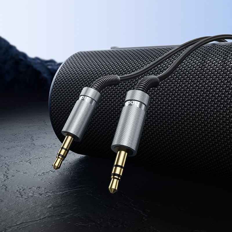 Uniqbuy For hoco UPA31 AUX 3.5mm Spring Audio Cable, Length: 3m(Black)