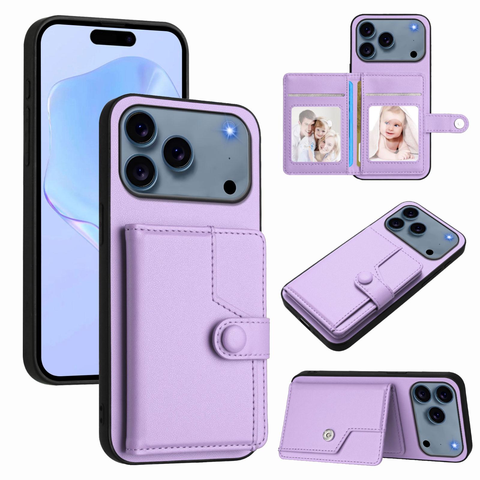Compatible with iPhone 18 Pro & 17 Pro Button Card Bag RFID Anti-theft Phone Case - Purple