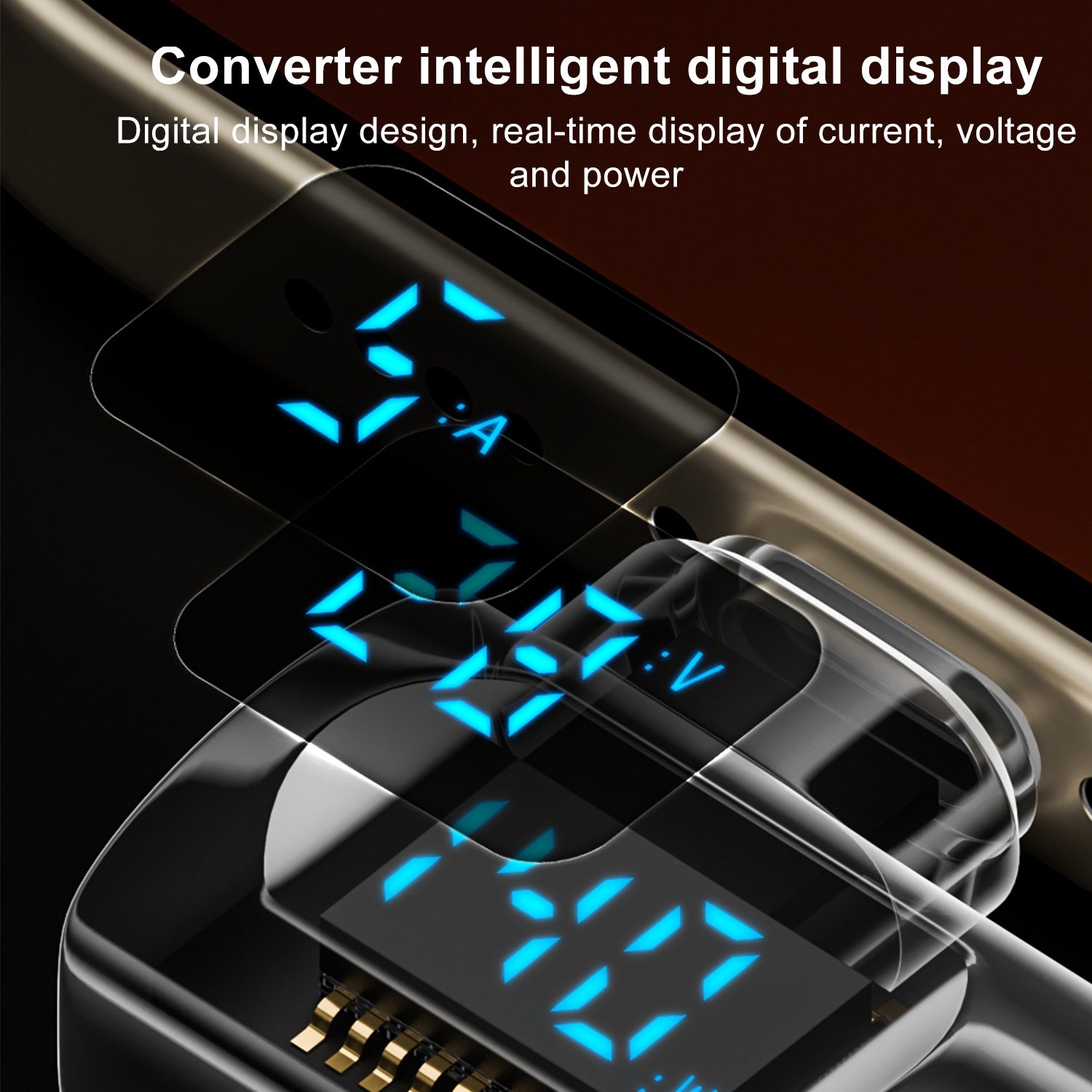 Type-C Male to Type-C Female Smart Digital Display Side Bend Charging Adapter(Black)