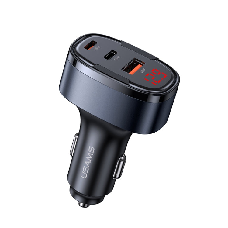 USAMS CC257 C42 100W USB, Type-C, 8 Pin Three Ports Car Fast Charger(Black)