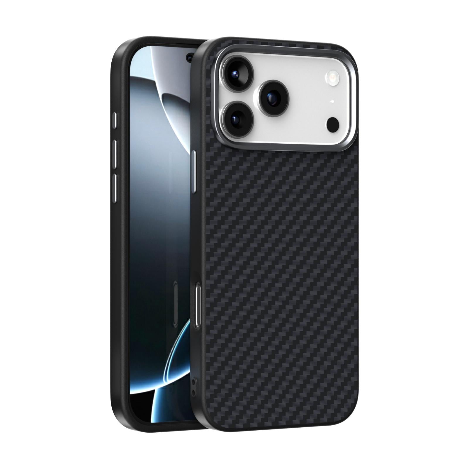 Compatible with iPhone 18 Pro & 17 Pro ABEEL C Carbon Fiber Series 6D Micro Relief MagSafe Phone Case - Black