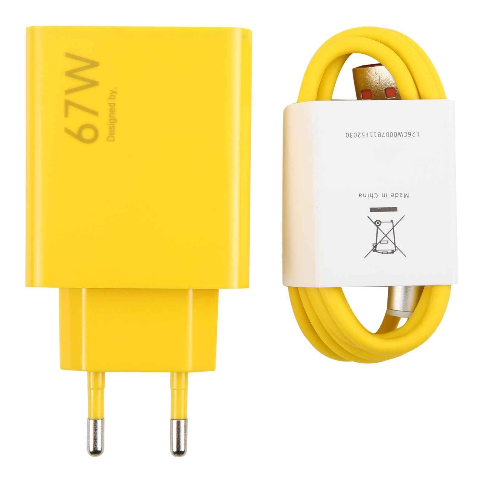 Uniqbuy For 67W USB Fast Charger with 1m USB to Elbow Type-C Cable, Plug Type:EU Plug(Yellow)
