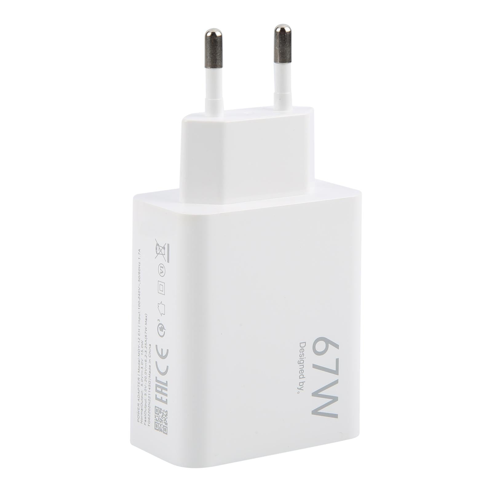 67W USB Fast Charger with 1m USB to Type-C Cable, Plug Type:EU Plug(White)