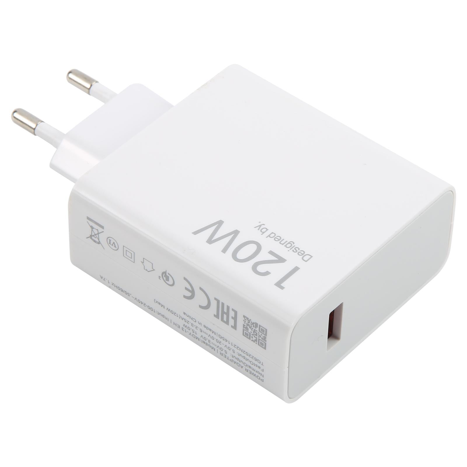 120W USB Fast Charger with 1m USB to Type-C Cable, Plug Type:EU Plug(White)