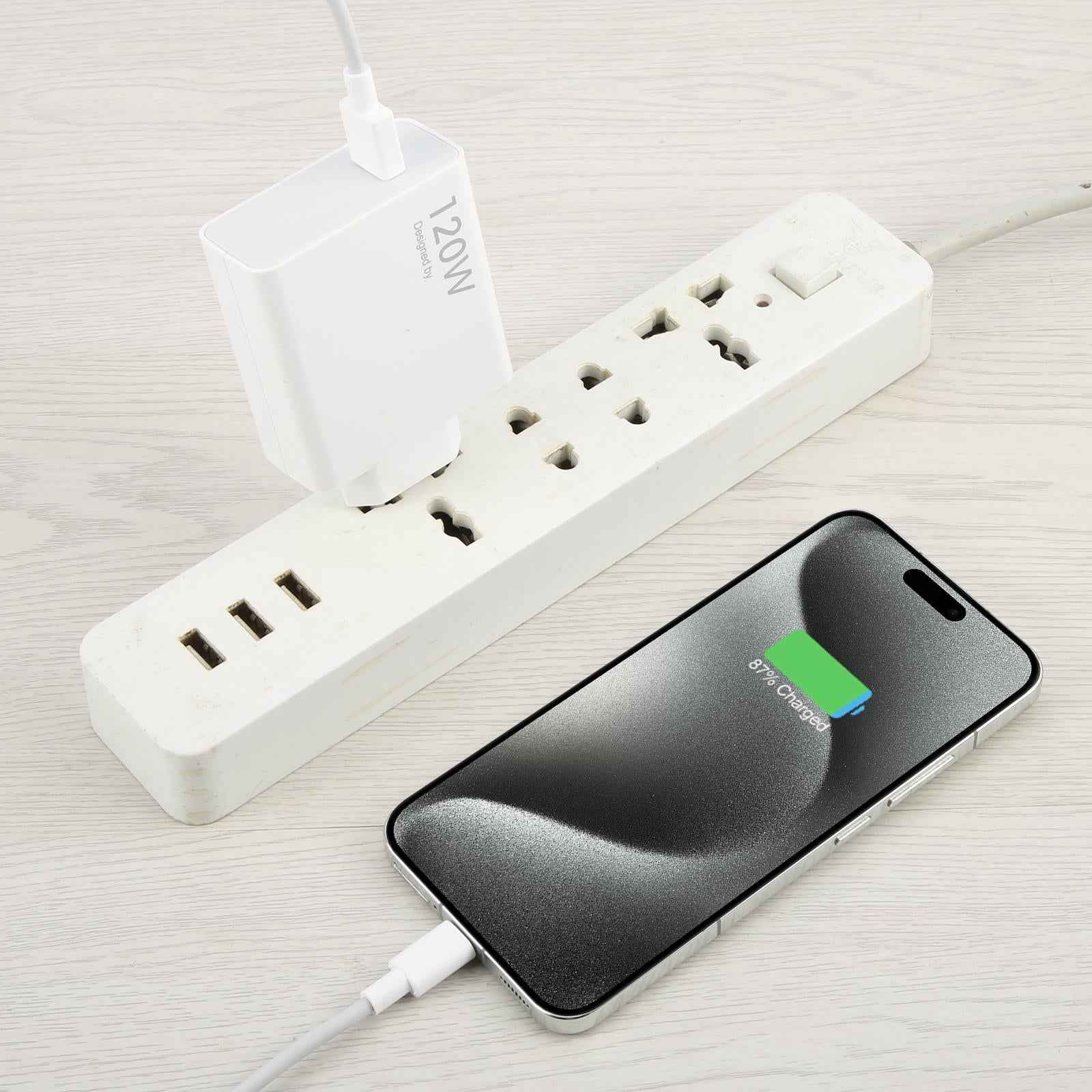 Uniqbuy For 120W USB Fast Charger with 1m USB to Type-C Cable, Plug Type:EU Plug(White)