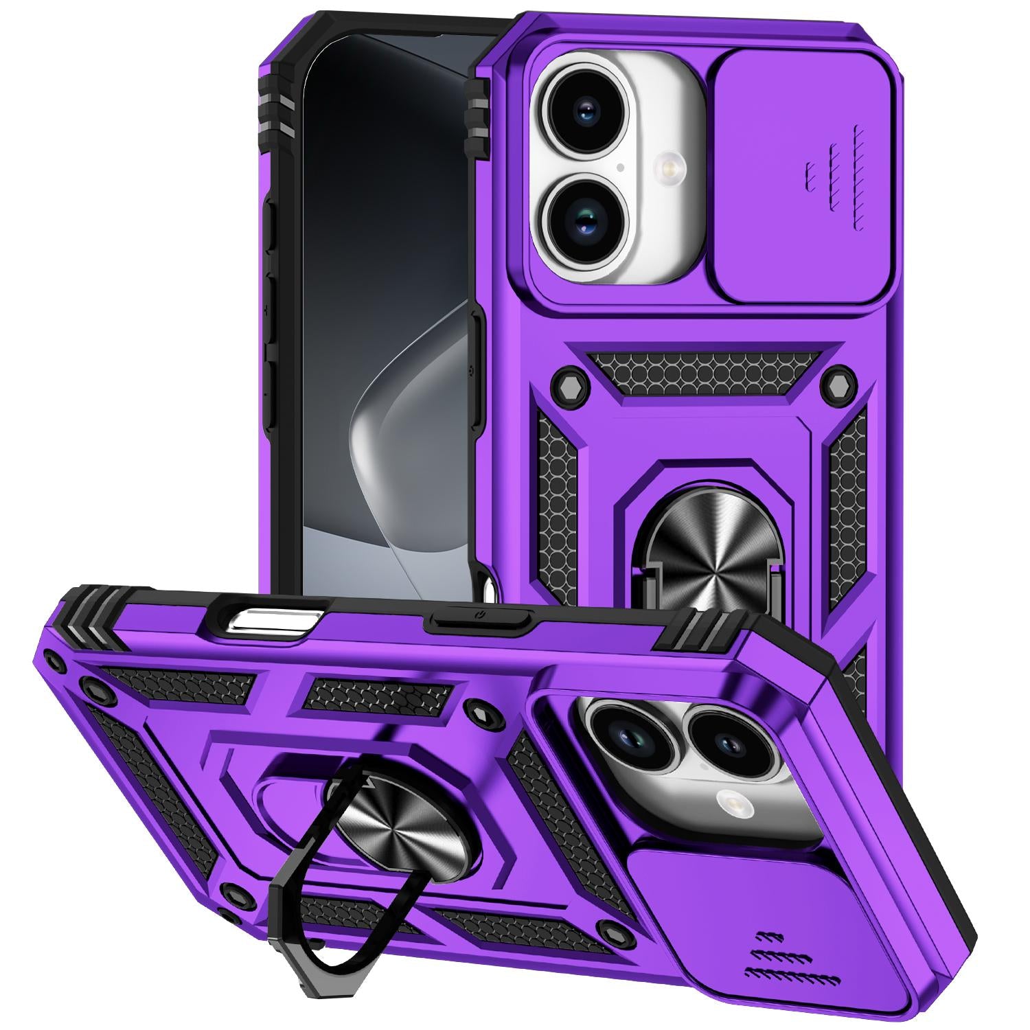 Compatible with iPhone 18 Sliding Camshield Holder Phone Case - Purple