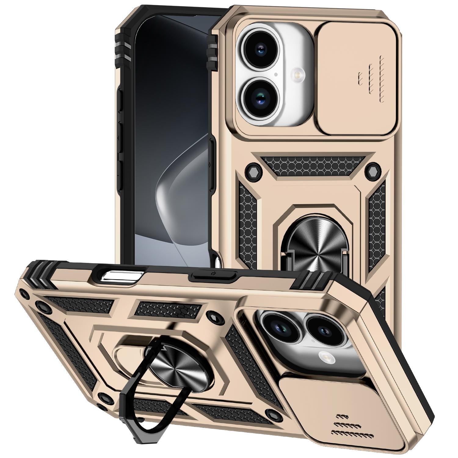 Compatible with iPhone 18 Sliding Camshield Holder Phone Case - Gold