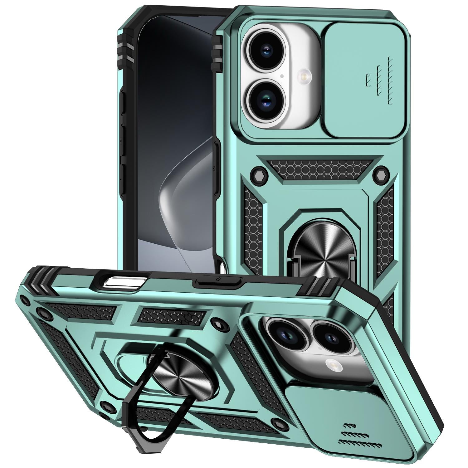 Compatible with iPhone 18 Sliding Camshield Holder Phone Case - Dark Green