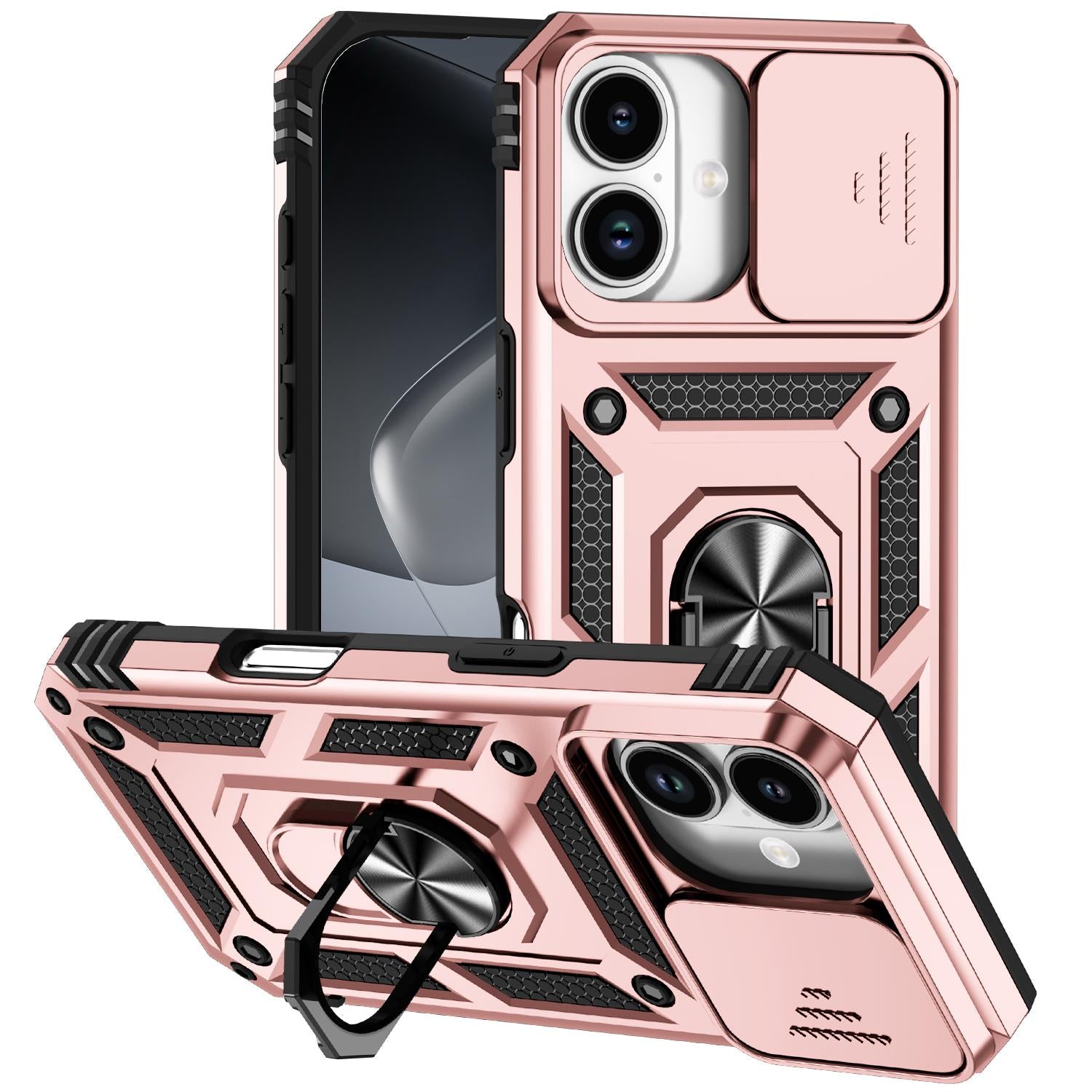 Compatible with iPhone 18 Sliding Camshield Holder Phone Case - Rose Gold
