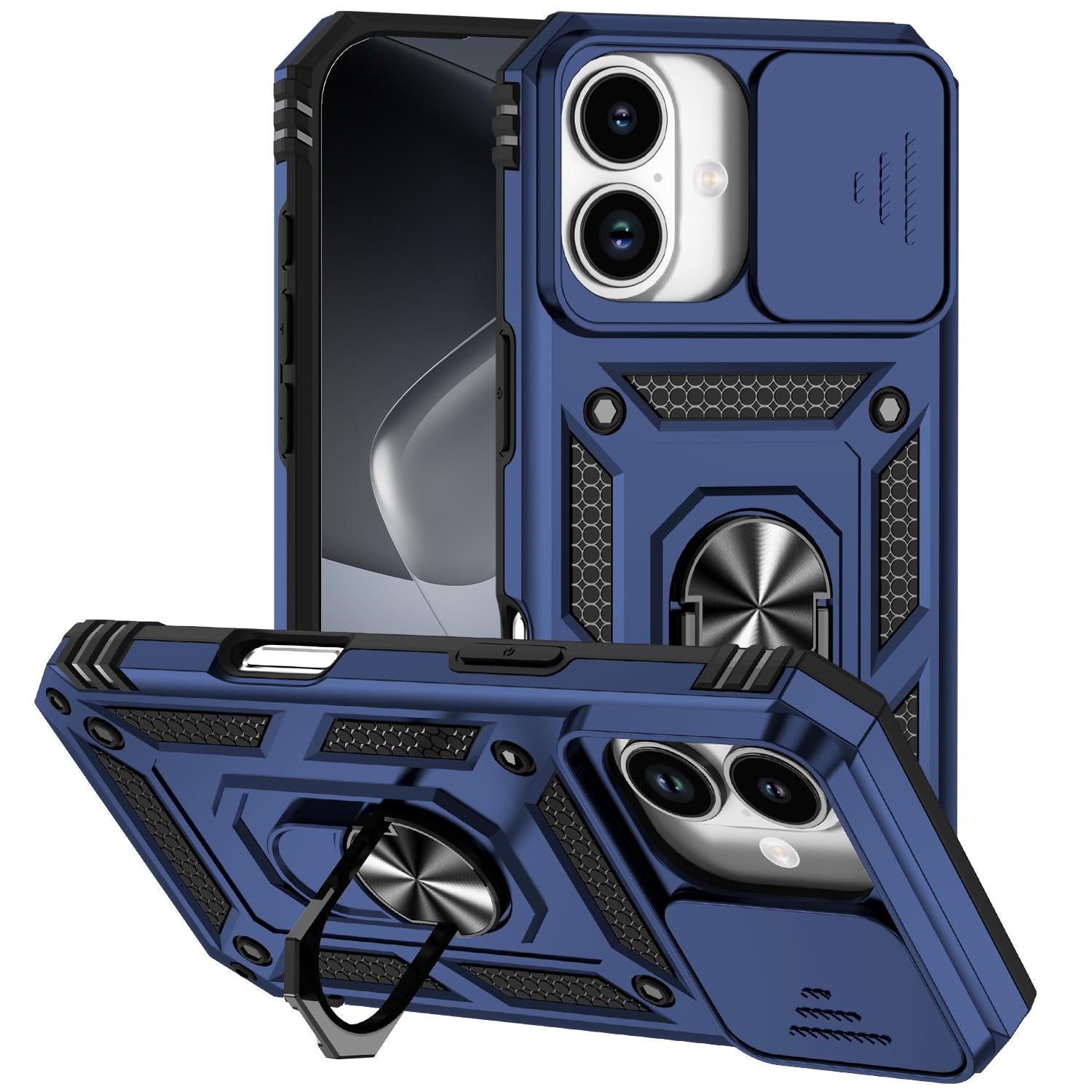 Compatible with iPhone 18 Sliding Camshield Holder Phone Case - Blue