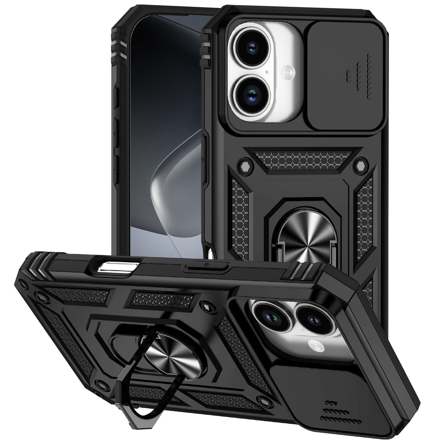 Compatible with iPhone 18 Sliding Camshield Holder Phone Case - Black