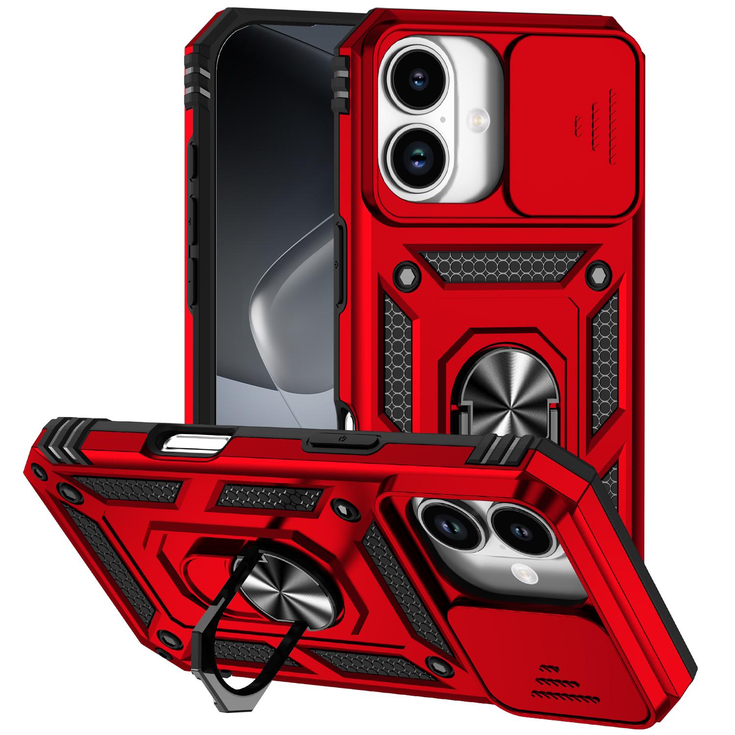 Compatible with iPhone 18 Sliding Camshield Holder Phone Case - Red