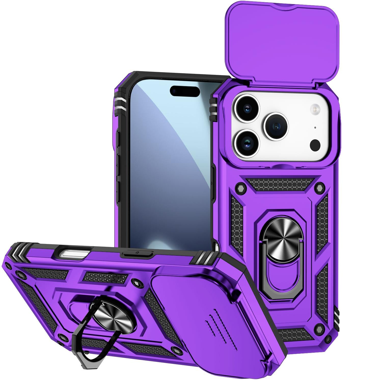 Compatible with iPhone 18 Pro Sliding Camshield Holder Phone Case - Purple