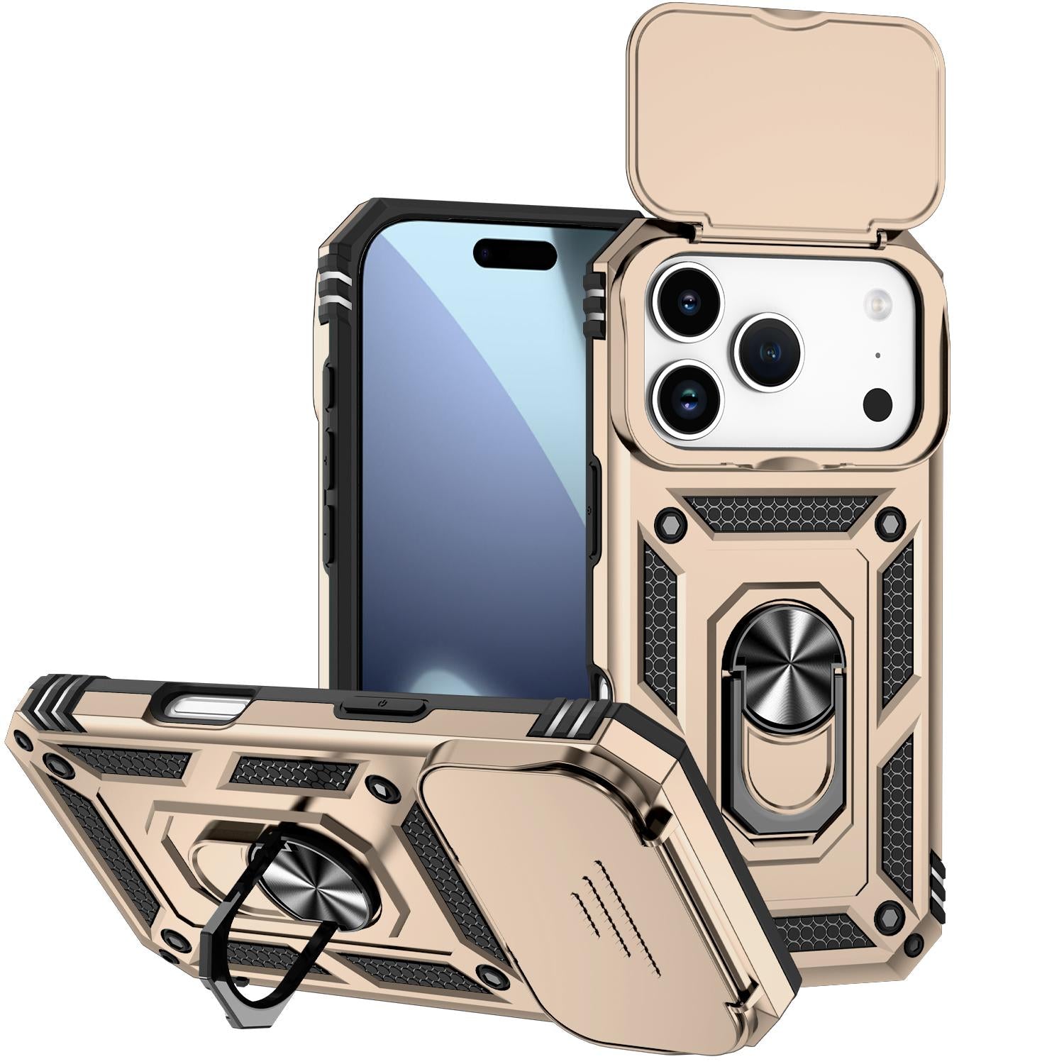 Compatible with iPhone 18 Pro Sliding Camshield Holder Phone Case - Gold