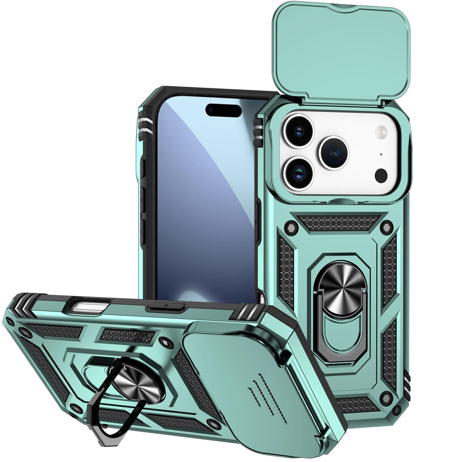 Compatible with iPhone 18 Pro Sliding Camshield Holder Phone Case - Dark Green