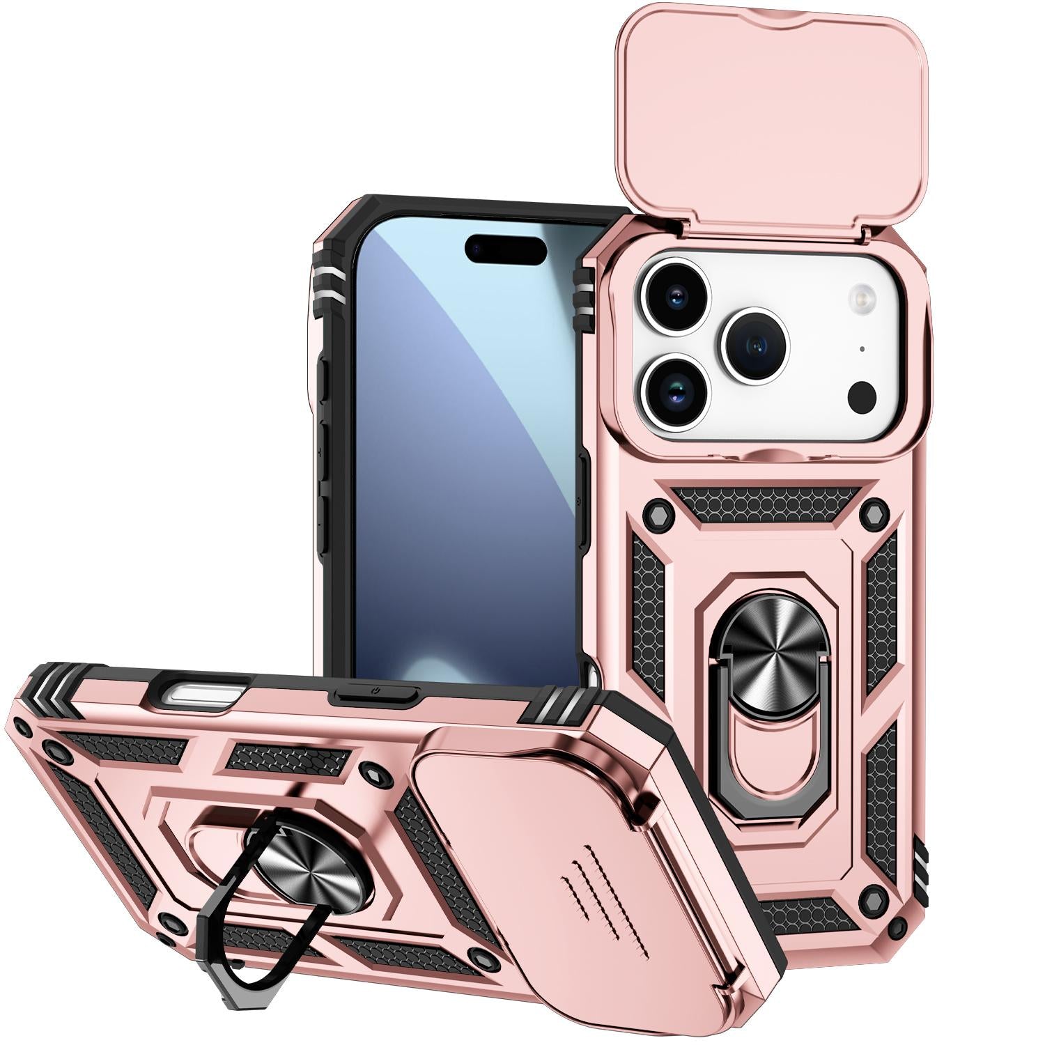 Compatible with iPhone 18 Pro Sliding Camshield Holder Phone Case - Rose Gold