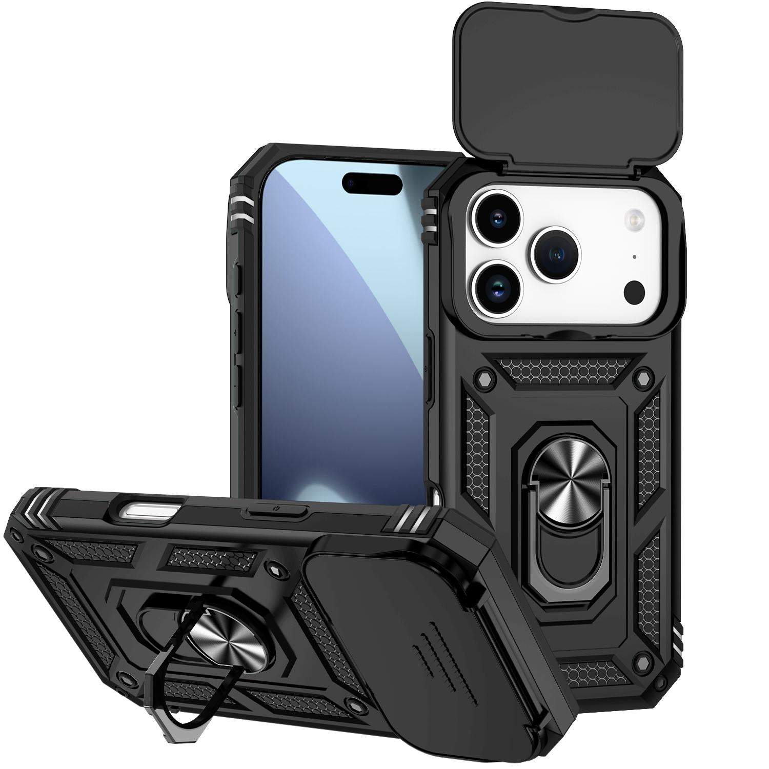 Compatible with iPhone 18 Pro Sliding Camshield Holder Phone Case - Black