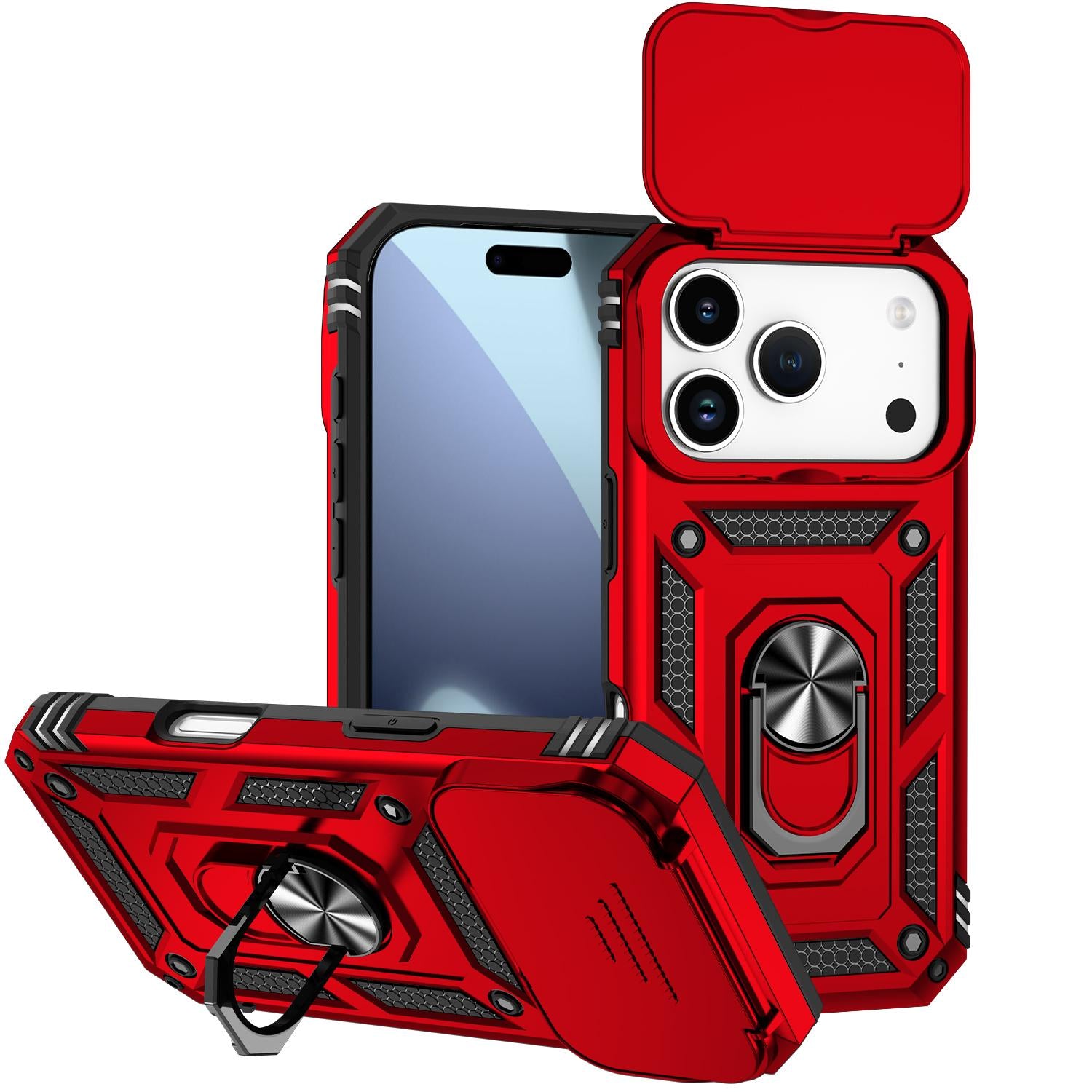 Compatible with iPhone 18 Pro Sliding Camshield Holder Phone Case - Red
