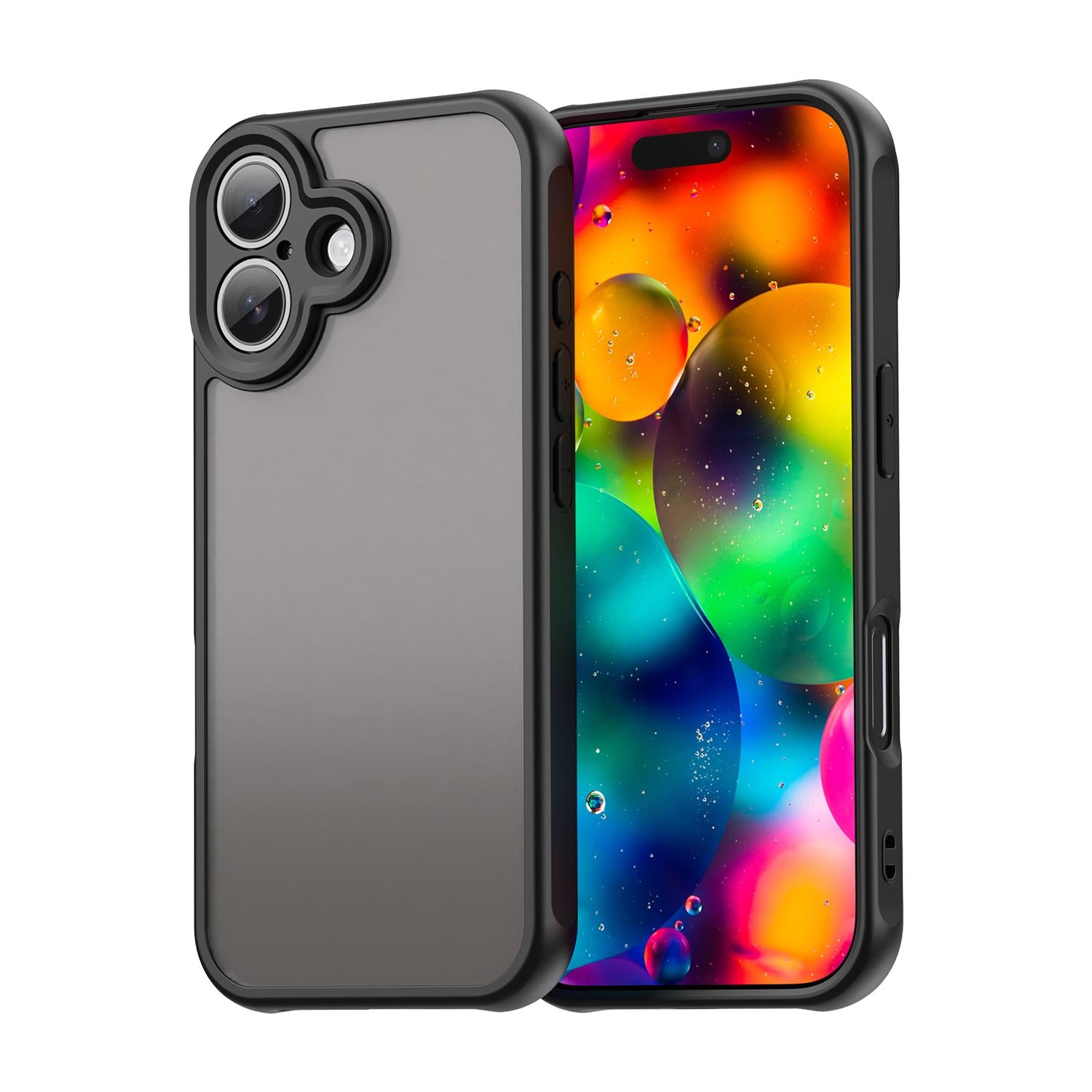 Compatible with iPhone 18 Fan Dun Series TPU Dual-Layer PC Frosted Phone Case - Black