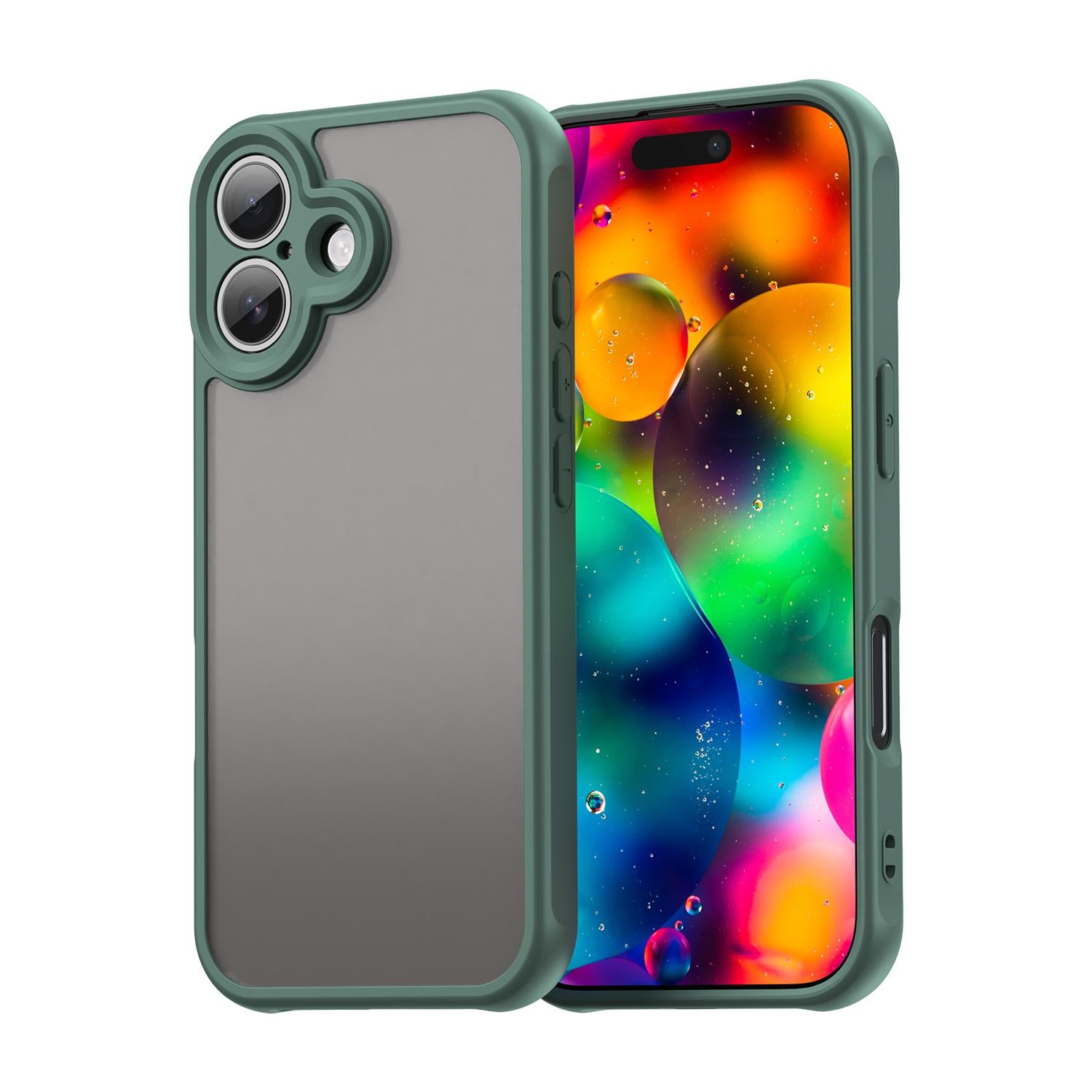 Compatible with iPhone 18 Fan Dun Series TPU Dual-Layer PC Frosted Phone Case - Green
