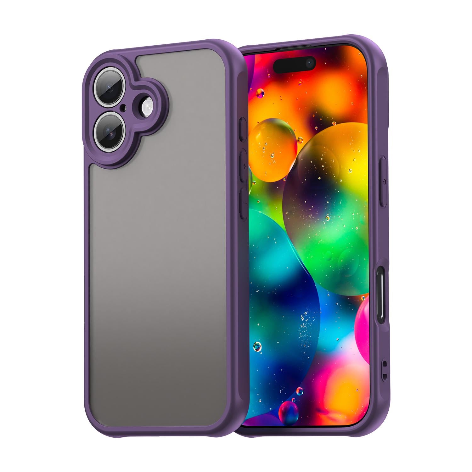 Compatible with iPhone 18 Fan Dun Series TPU Dual-Layer PC Frosted Phone Case - Purple
