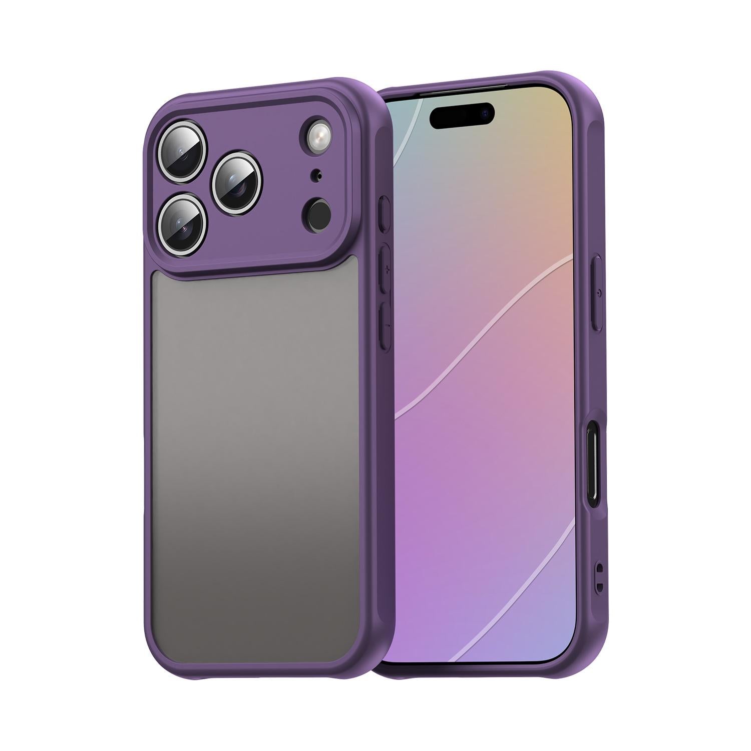 Compatible with iPhone 18 Pro Fan Dun Series TPU Dual-Layer PC Frosted Phone Case - Purple