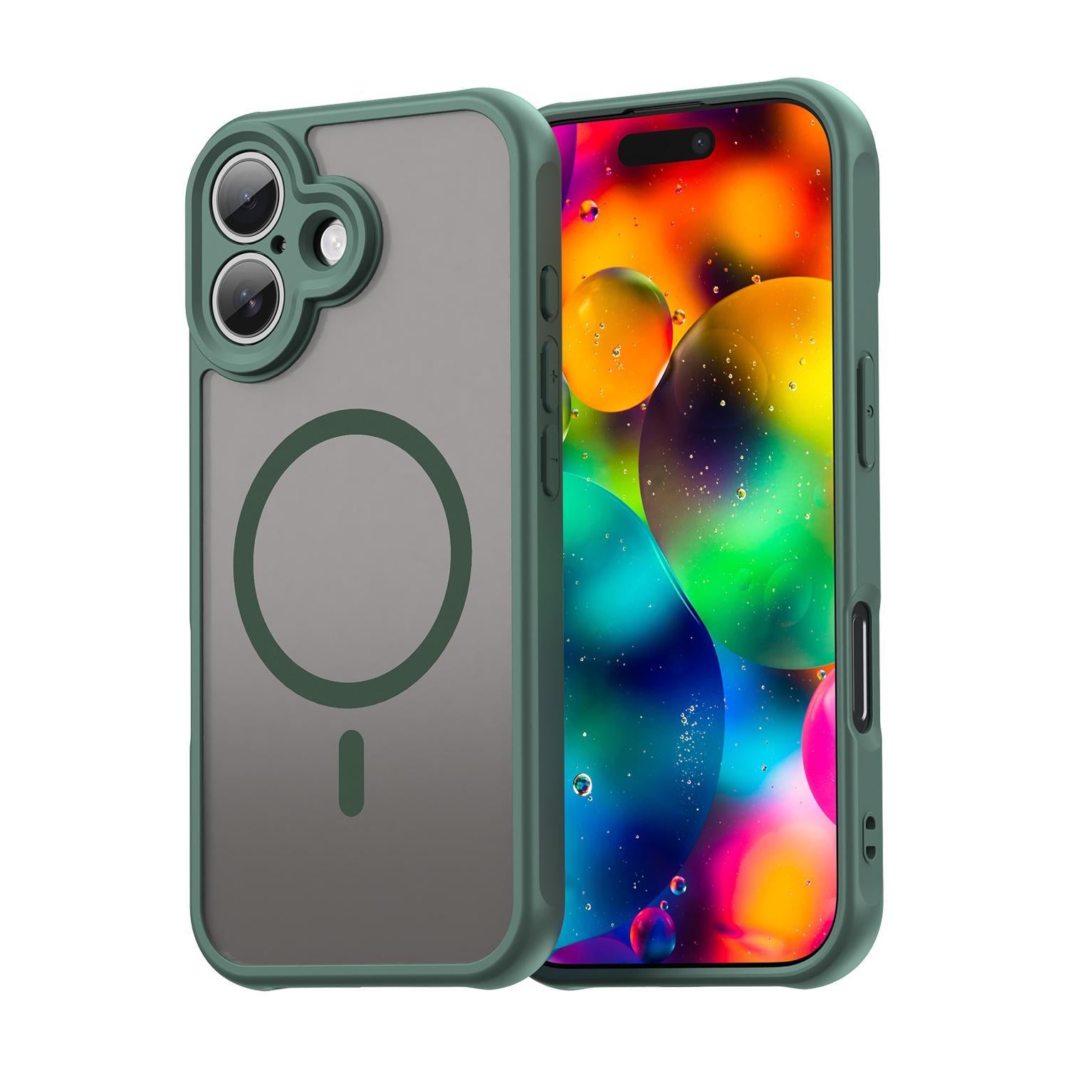 Compatible with iPhone 18 Fan Dun Series TPU Dual-Layer PC Frosted Magsafe Phone Case - Green