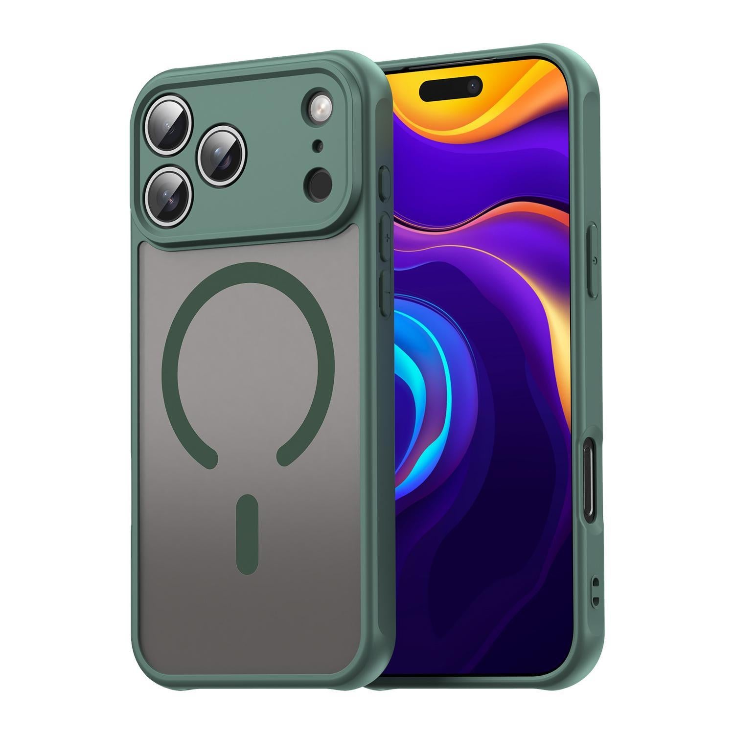 Compatible with iPhone 18 Pro Fan Dun Series TPU Dual-Layer PC Frosted Magsafe Phone Case - Green
