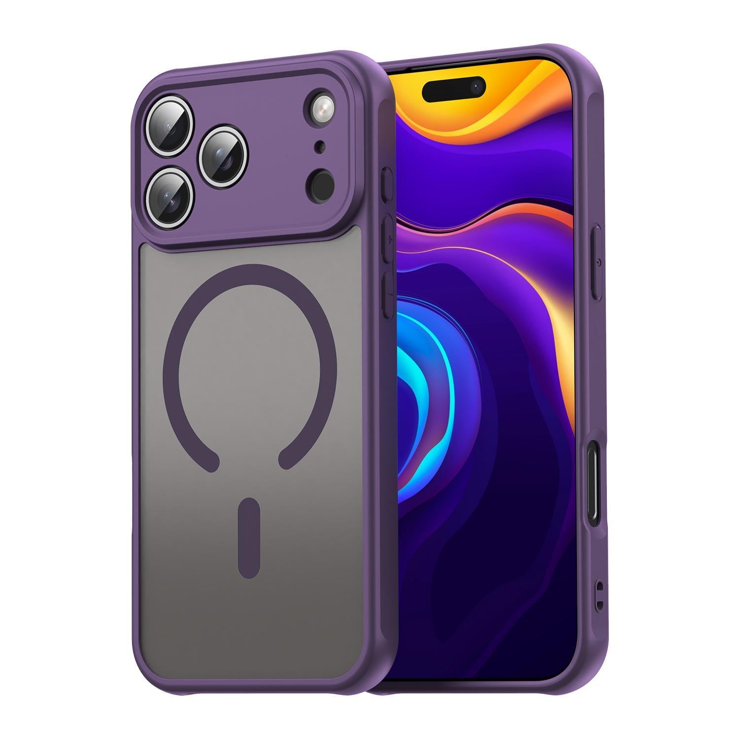 Compatible with iPhone 18 Pro Fan Dun Series TPU Dual-Layer PC Frosted Magsafe Phone Case - Purple