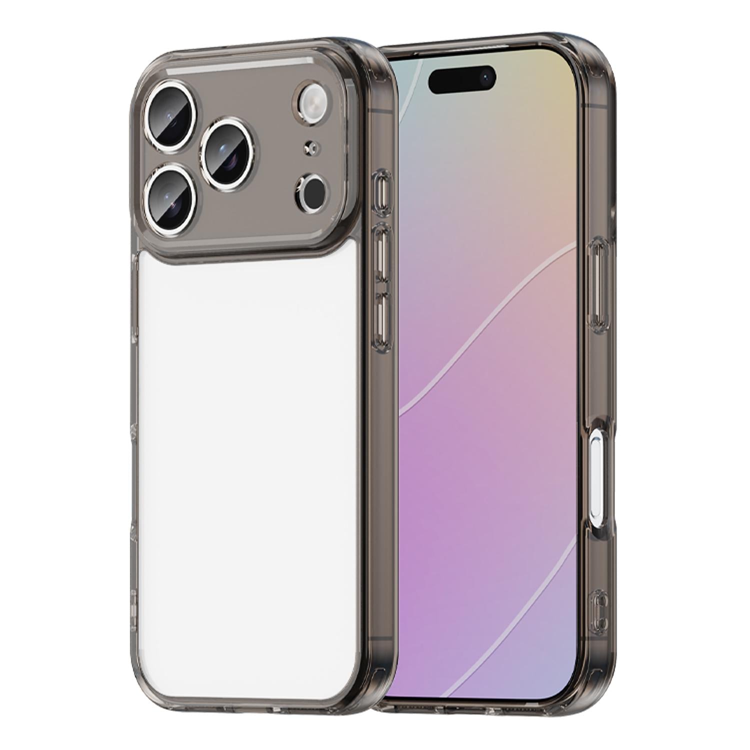 Compatible with iPhone 18 Pro PC Dual-Layer TPU Airbag Shockproof Phone Case - Transparent Black