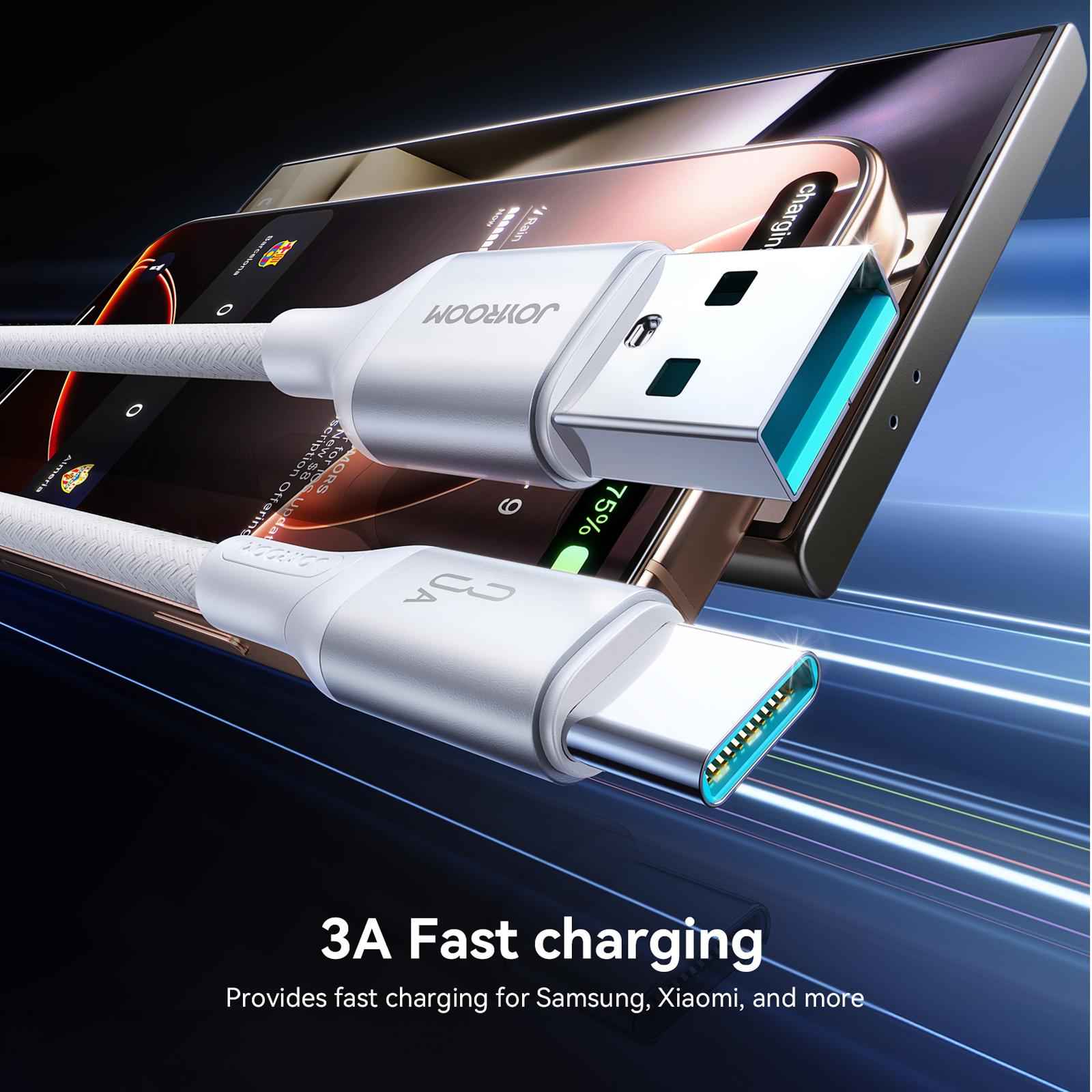 Uniqbuy For JOYROOM S-A28 Flash Series 480Mbps Fast Charging Data Cable, USB to Type-C Cable, Length: 1m(White)