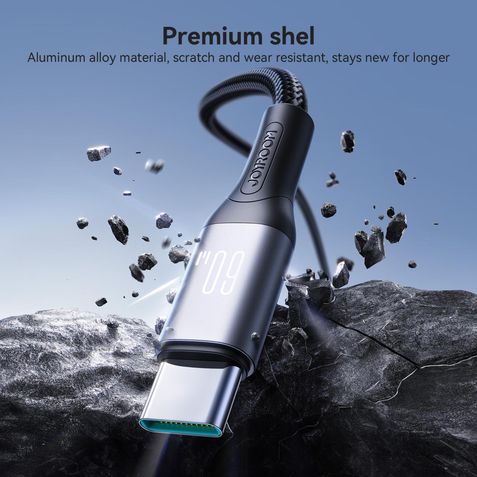 JOYROOM S-A28 Flash Series 60W 480Mbps Fast Charging Data Cable, Type-C to Type-C Cable, Length: 2m(Black)