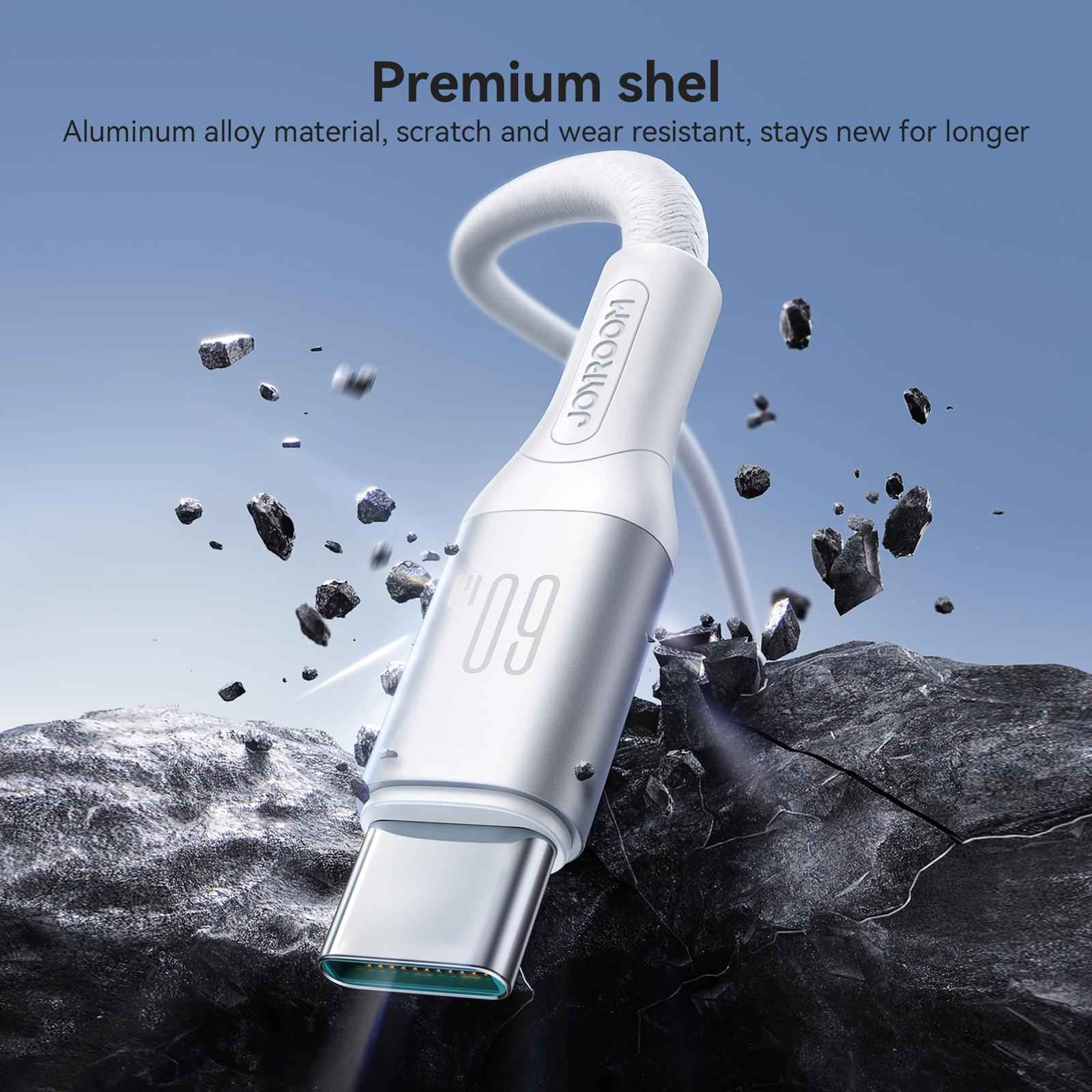 Uniqbuy For JOYROOM S-A28 Flash Series 60W 480Mbps Fast Charging Data Cable, Type-C to Type-C Cable, Length: 2m(White)