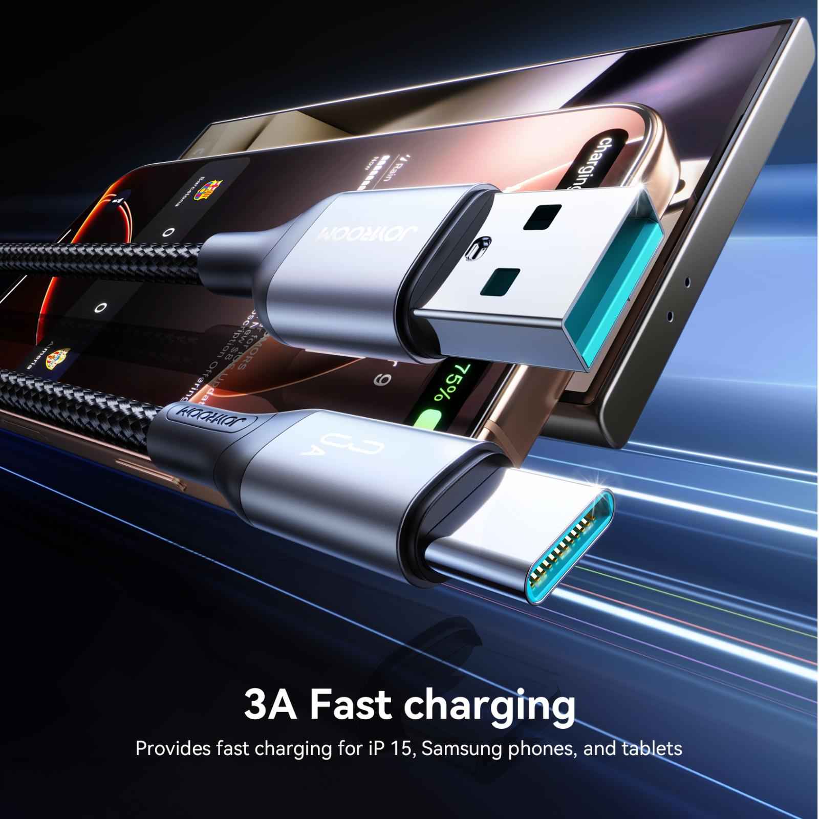 Uniqbuy For JOYROOM S-A28 Flash Series 60W 480Mbps Fast Charging Data Cable, USB to Type-C Cable, Length: 2m(Black)