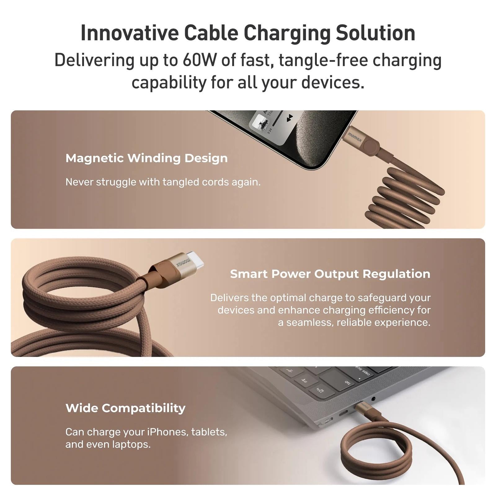 Momax Mag.Link Magnetic 60W USB-C / Type-C to USB-C / Type-C Data Cable, Length:1m(Black)