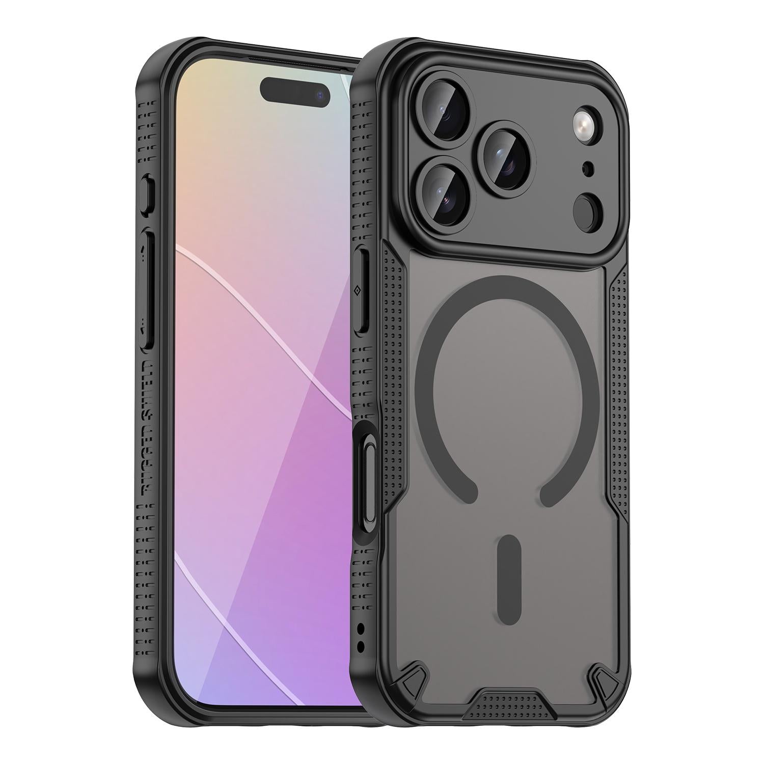 Compatible with iPhone 18 Pro Armor Glaze MagSafe Magnetic Phone Case - Black