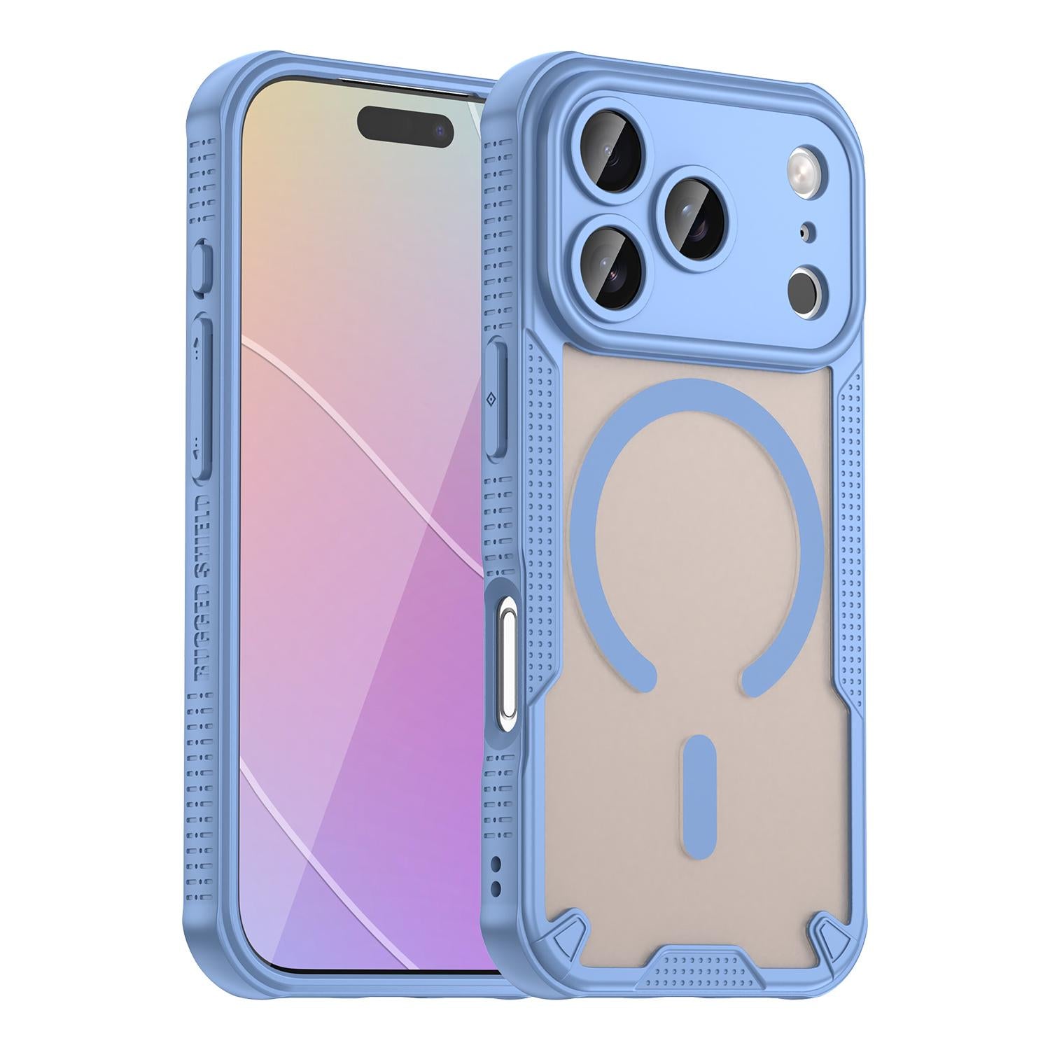 Compatible with iPhone 18 Pro Armor Glaze MagSafe Magnetic Phone Case - Blue
