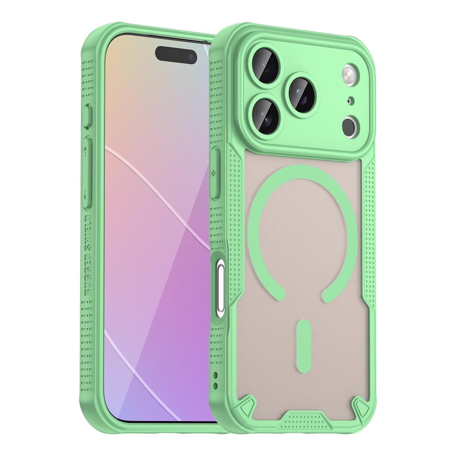 Compatible with iPhone 18 Pro Armor Glaze MagSafe Magnetic Phone Case - Green