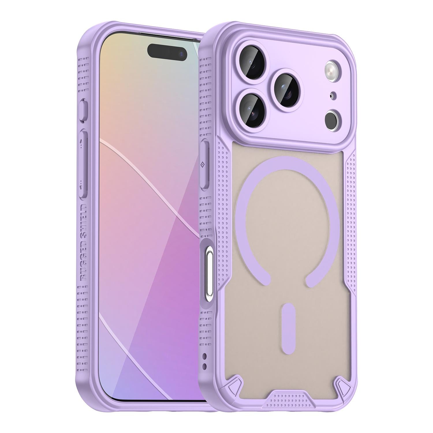 Compatible with iPhone 18 Pro Armor Glaze MagSafe Magnetic Phone Case - Purple
