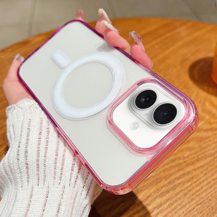 Compatible with iPhone 18 Contrast Color Gradient Transparent MagSafe Phone Case - Purple Pink + Light Purple