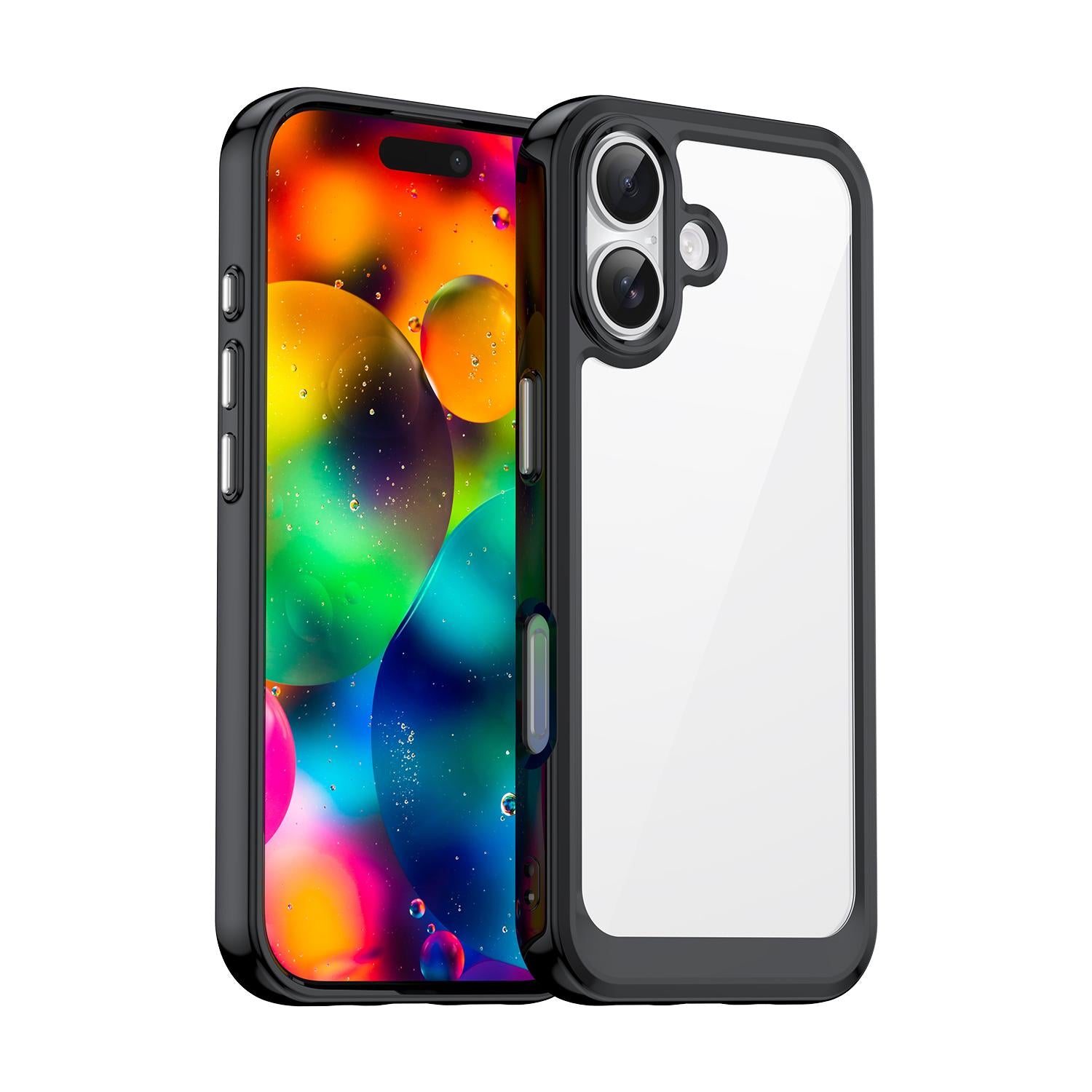 Compatible with iPhone 18 Colorful Series Acrylic + TPU Phone Case - Black